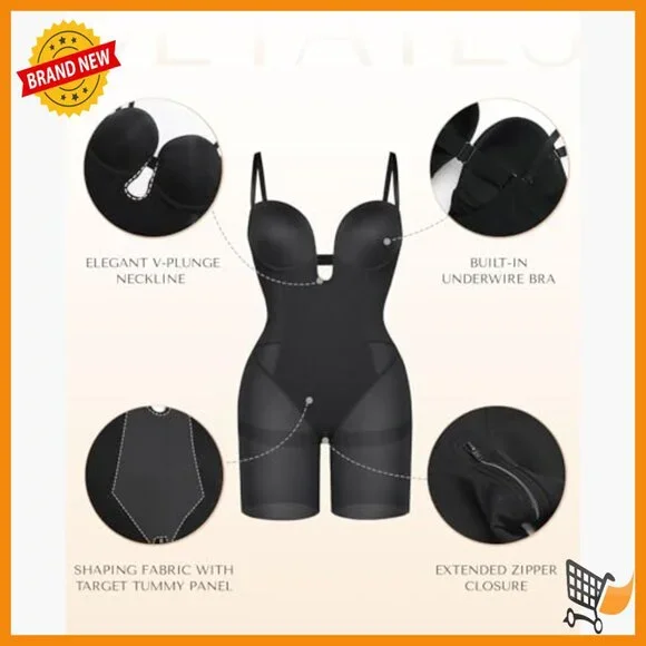 Strapless Shapewear Bodysuit Tummy Control Backless Mid Thigh Full Body Shaper